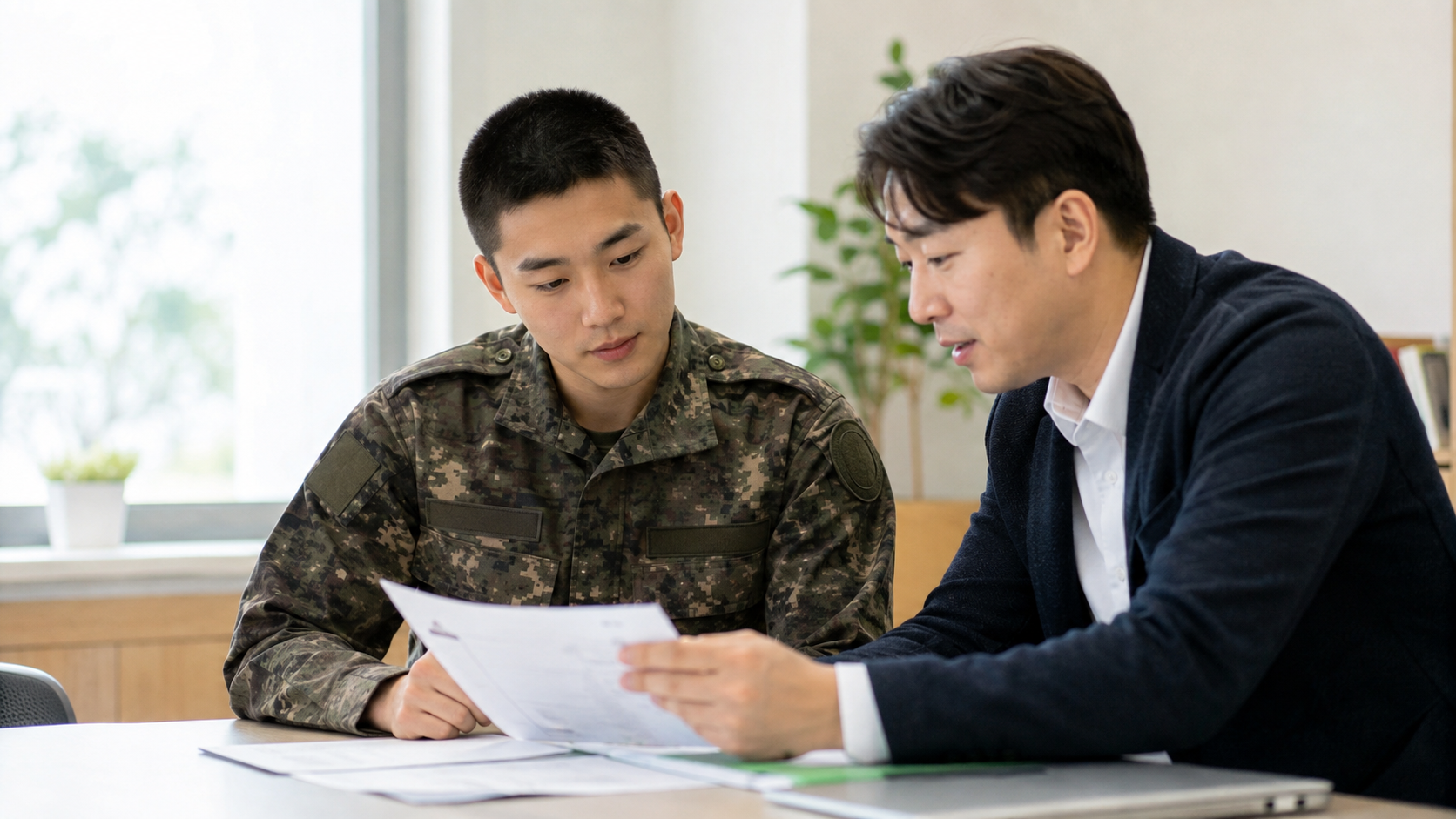 군 장병 상담 진행을 표현한 연출 이미지